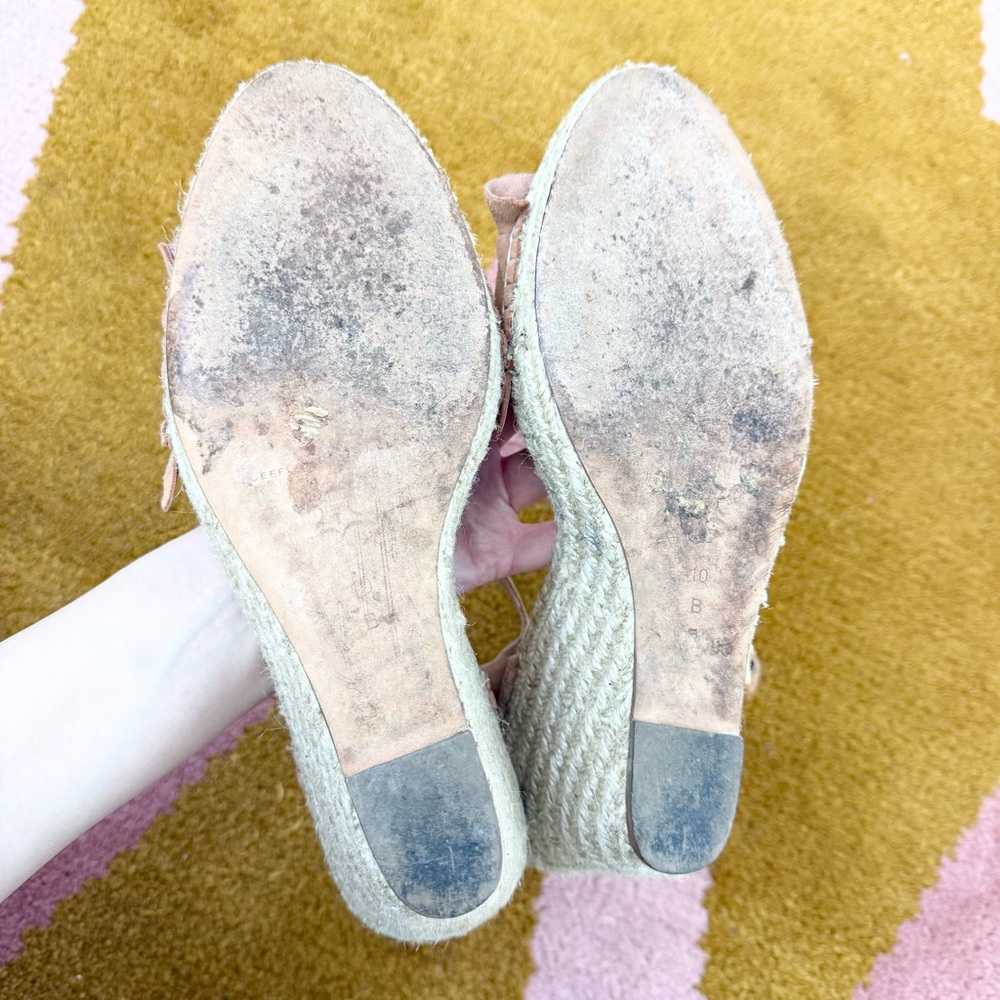 Loeffler Randall Gabby Melon Suede Espadrille Wedge Sandals Size 10 - Picture 4 of 7